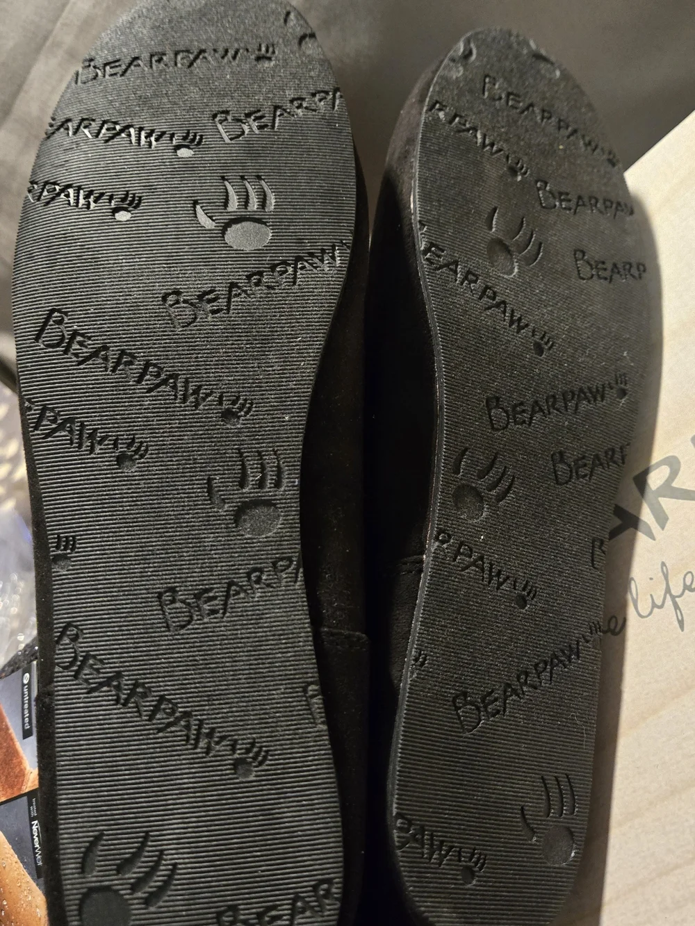 BearPaw Black Faux-Suede Ankle Boots with Knit Cuff Size 11W